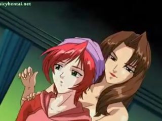 Libidinous animasi lesbian seks dengan memasukkan jari dan mempermainkan